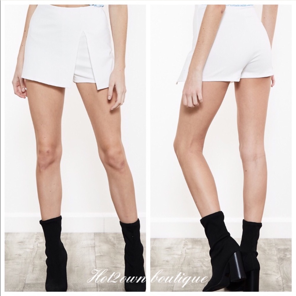 White Slit Skort